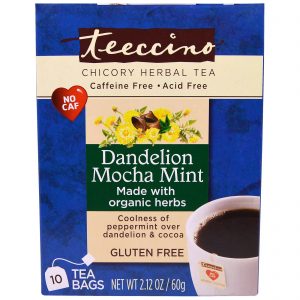 Teeccino Chicory Herbal Tea in Dandelion Coconut and Mocha Mint