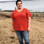 French Grey Jancis Criss Cross Neckline Blouse