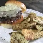 Caprese burger with Italian seasoned potatoes