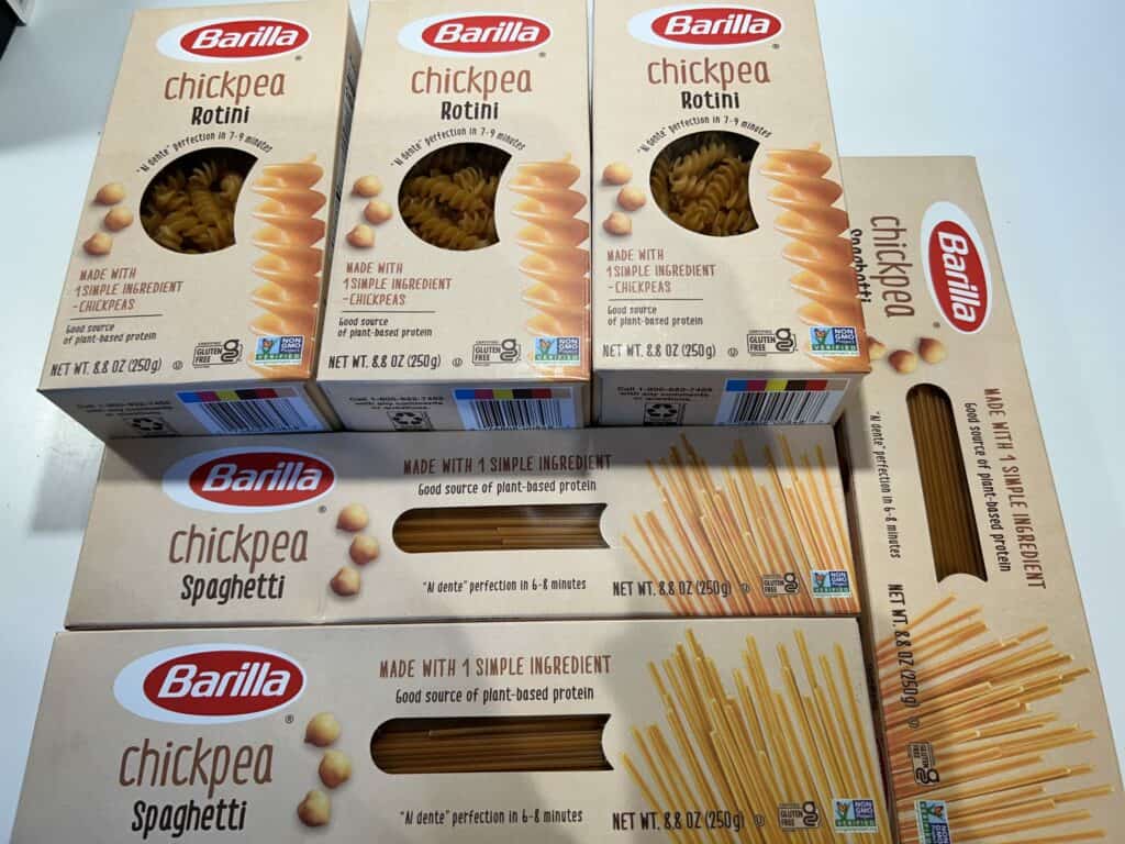 Barilla chickpea rotini and spaghetti from Boxed