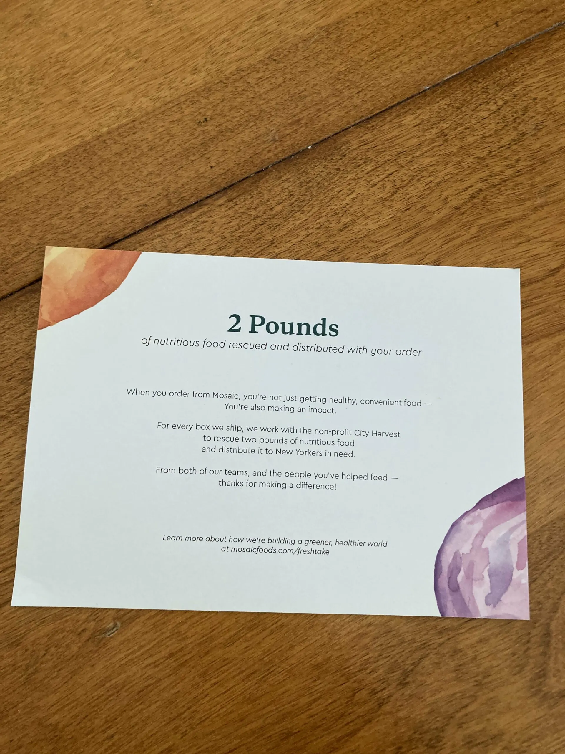 Mosaic welcome card