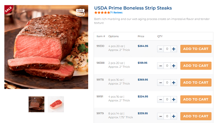 ordering steak from allen brothers