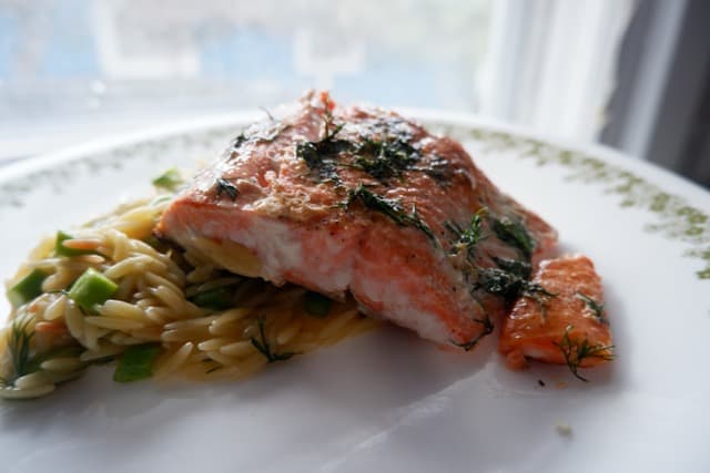 alaska sockeye salmon on the plate