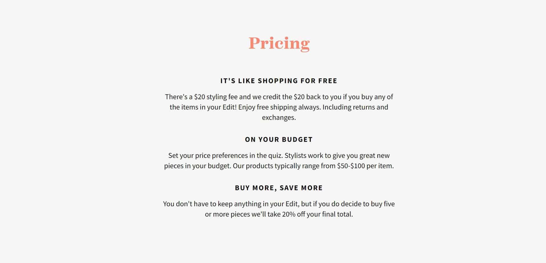 Wantable Cost Styling Fee