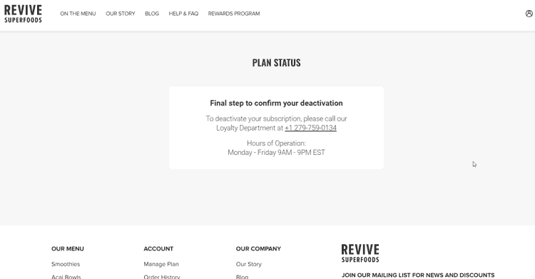 revive superfoods cancellation