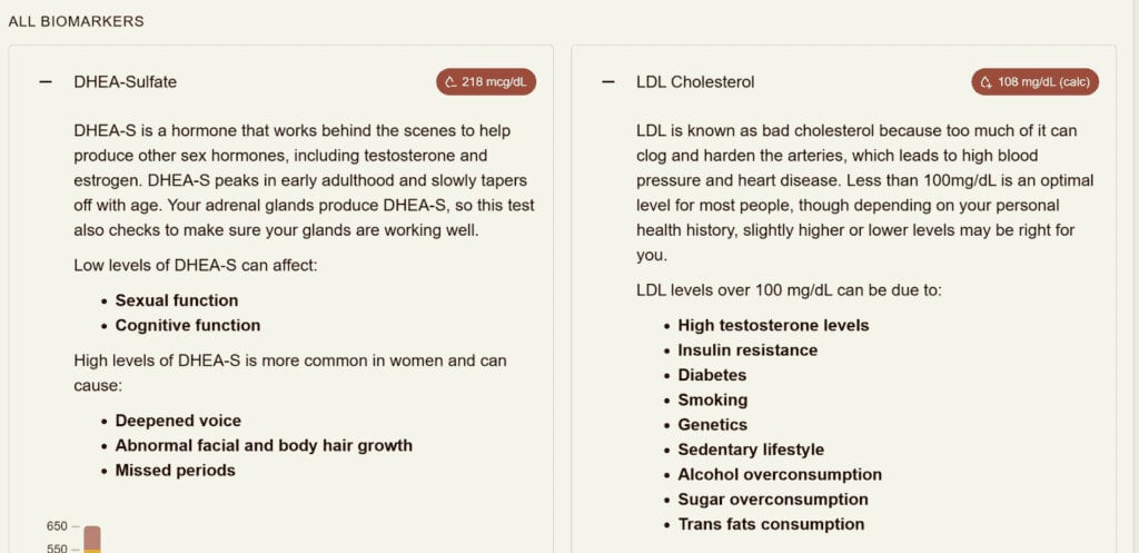 my lifeforce biomarkers and lab biomarker