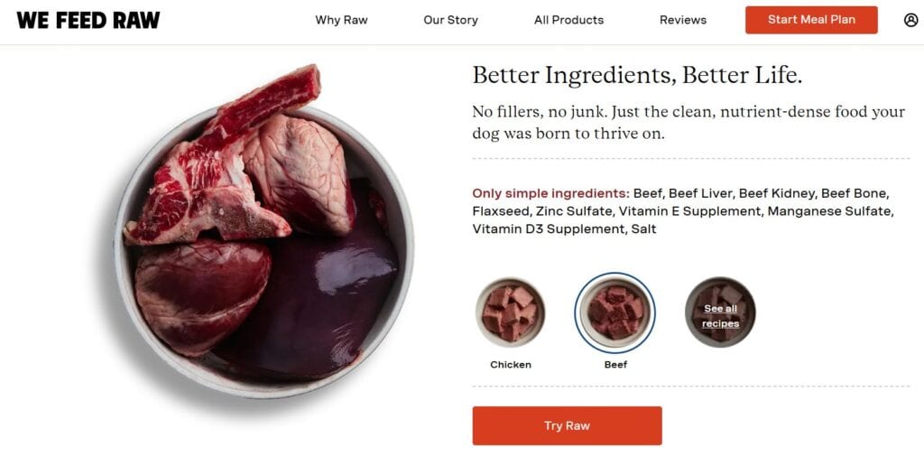 we feed raw website dog food