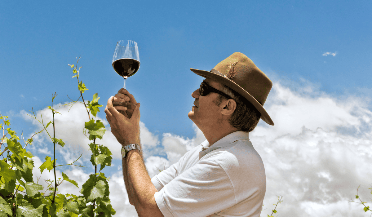 man and wine