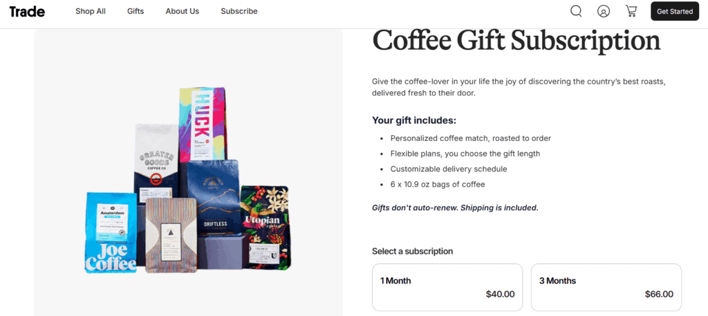 trade coffee gift subscription