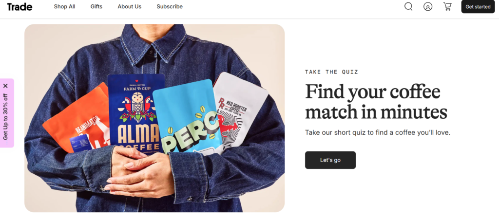 trade coffe match quiz